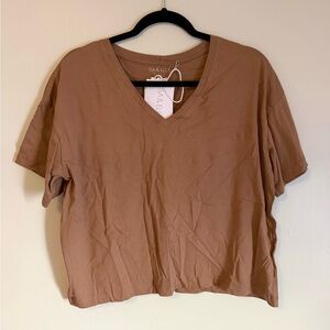 NWT Women's brown V-Neck Top